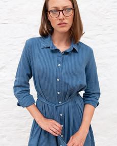 Rita Denim Striped Shirt Dress via BIBICO