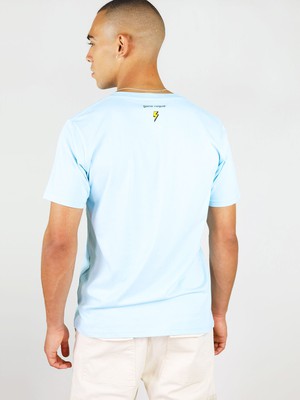 Gone Rogue Flash Men’s Tee, Organic Cotton, in Light Blue from blondegonerogue