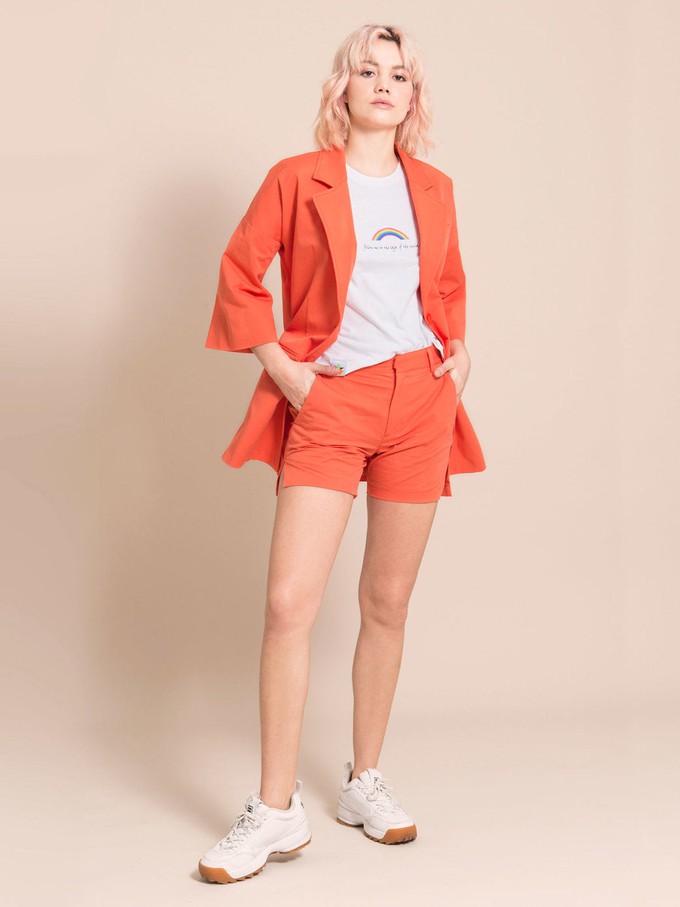 Classic Shorts with Side Slits, Upcycled Cotton, in Orange from blondegonerogue