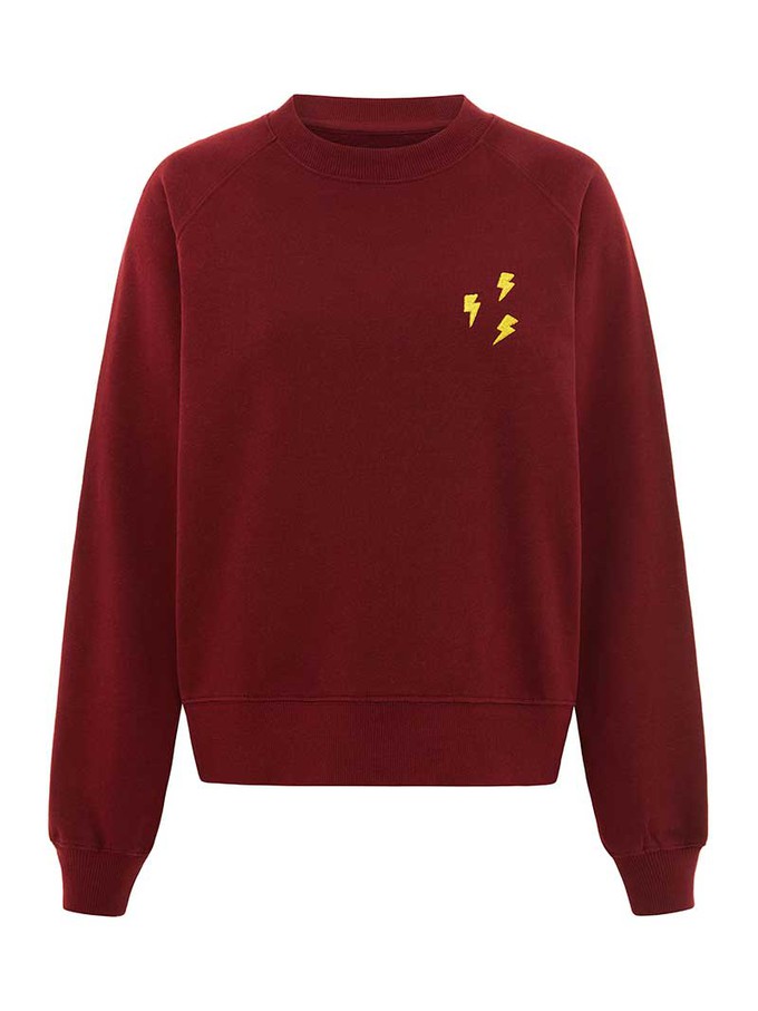 Flash Embroidered Sweatshirt, Organic Cotton, in Burgundy from blondegonerogue