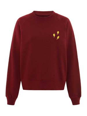 Flash Embroidered Sweatshirt, Organic Cotton, in Burgundy from blondegonerogue