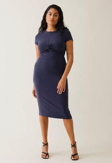 Maternity party dress with nursing access - Navy via Boob Design