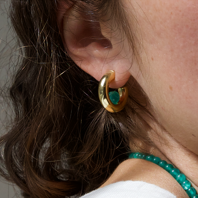 THE YUNA HOOP GREEN - 18k gold vermeil from Bound Studios