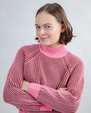 Bicolor Wool Cropped Sweater Pink from Brava Fabrics