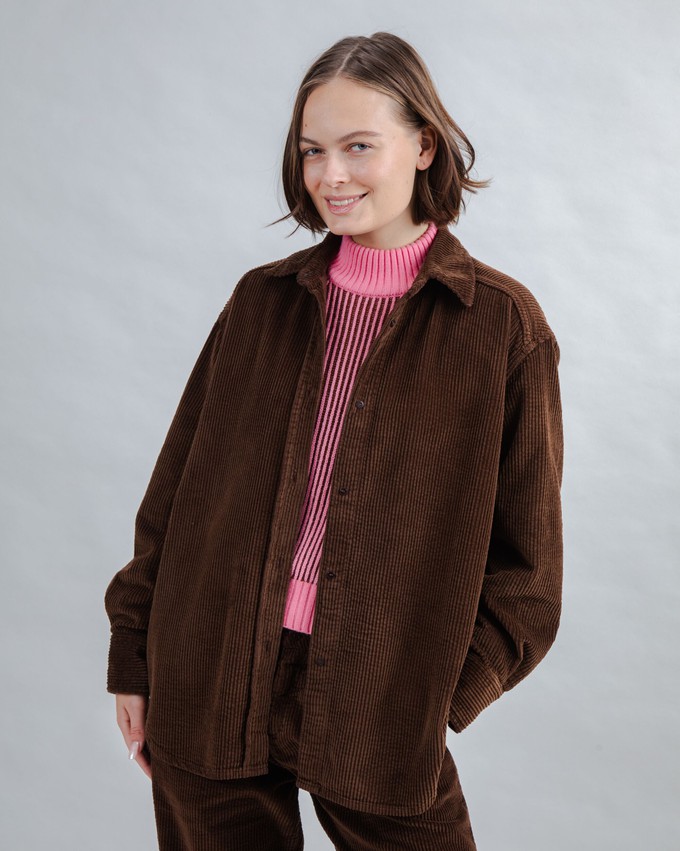 Corduroy Long Overshirt Chocolate from Brava Fabrics