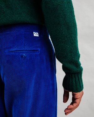 Corduroy Pleated Chino Pants Klein Blue from Brava Fabrics