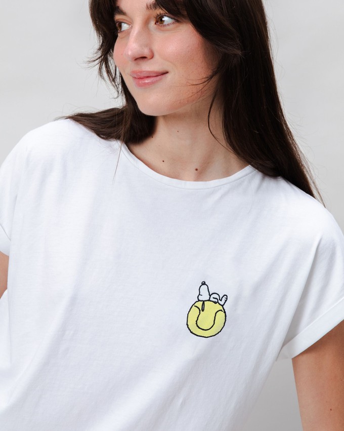 Peanuts Tennis Double Fault Snoopy Scoop Tee White from Brava Fabrics