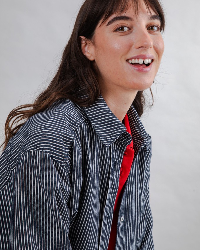 Striped Denim Long Overshirt from Brava Fabrics