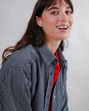 Striped Denim Long Overshirt from Brava Fabrics