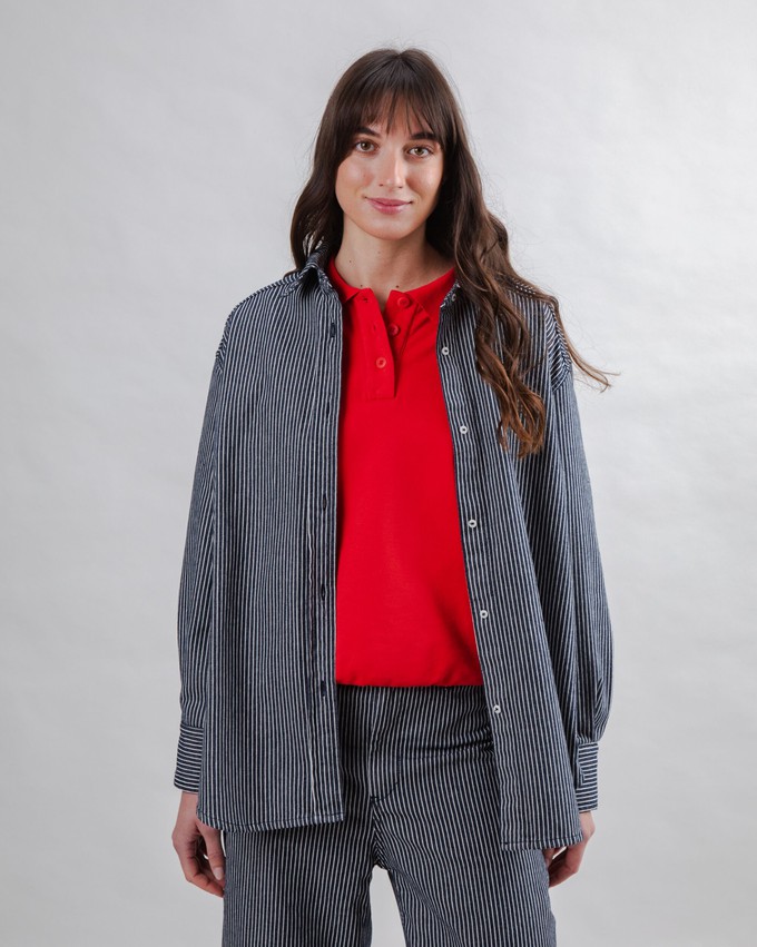 Striped Denim Long Overshirt from Brava Fabrics
