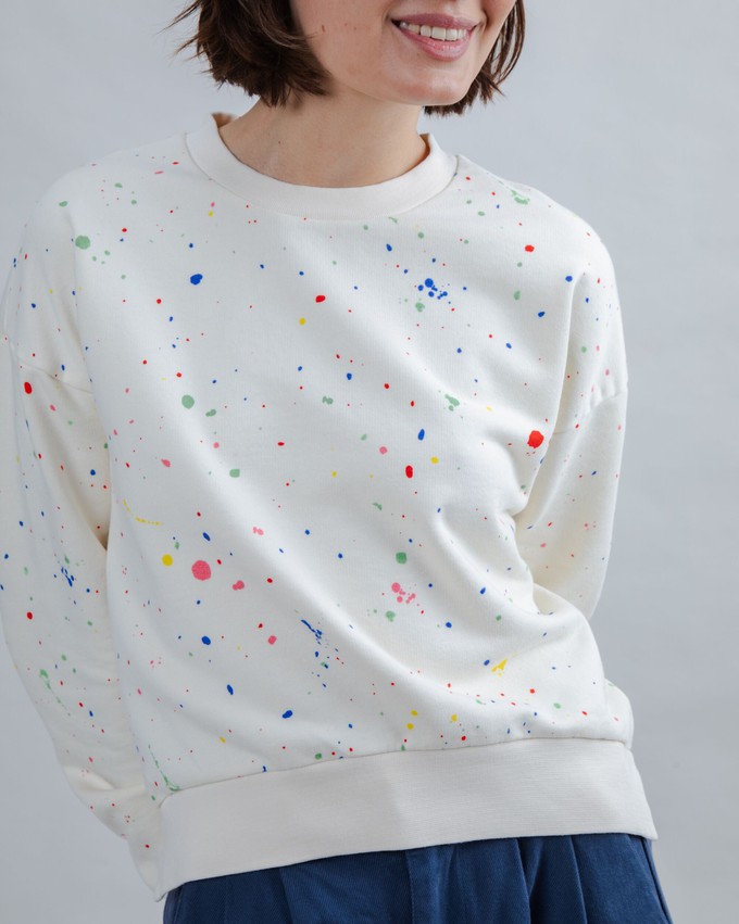 Splash Paint Rounded Sweatshirt Ecru from Brava Fabrics