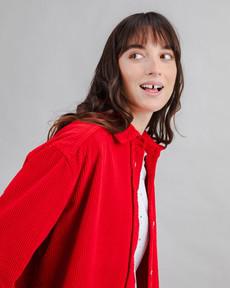 Corduroy Long Overshirt Red via Brava Fabrics