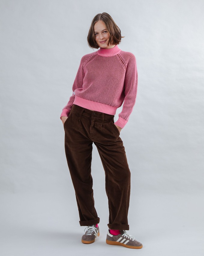 Bicolor Wool Cropped Sweater Pink from Brava Fabrics