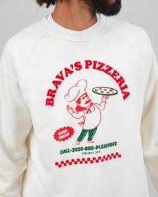 Hot & Brava Pizza Sweatshirt White via Brava Fabrics