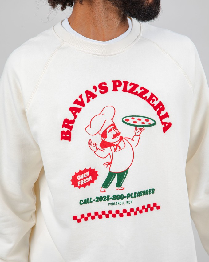 Hot & Brava Pizza Sweatshirt White from Brava Fabrics