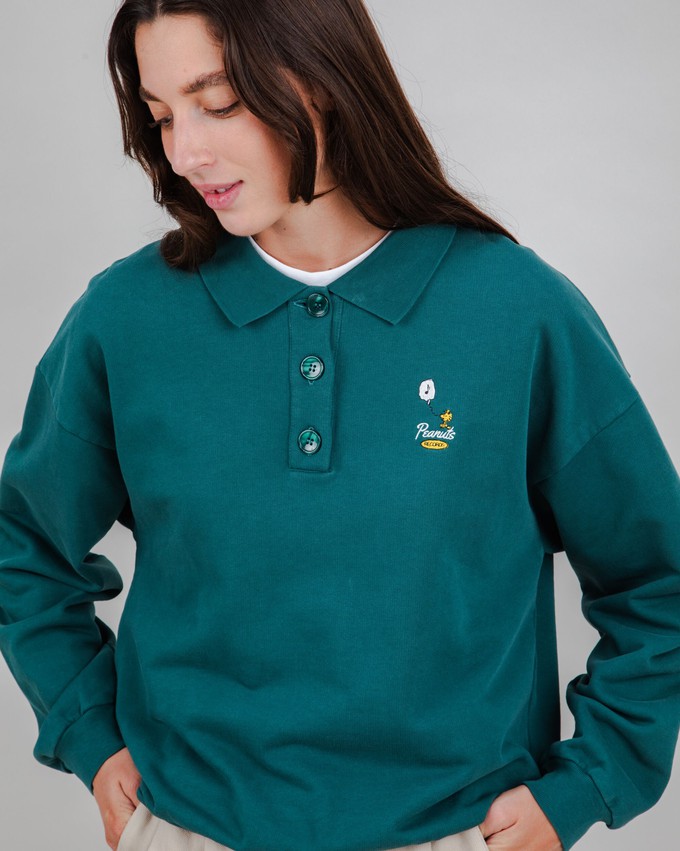 Peanuts Records Polo Sweatshirt Green from Brava Fabrics