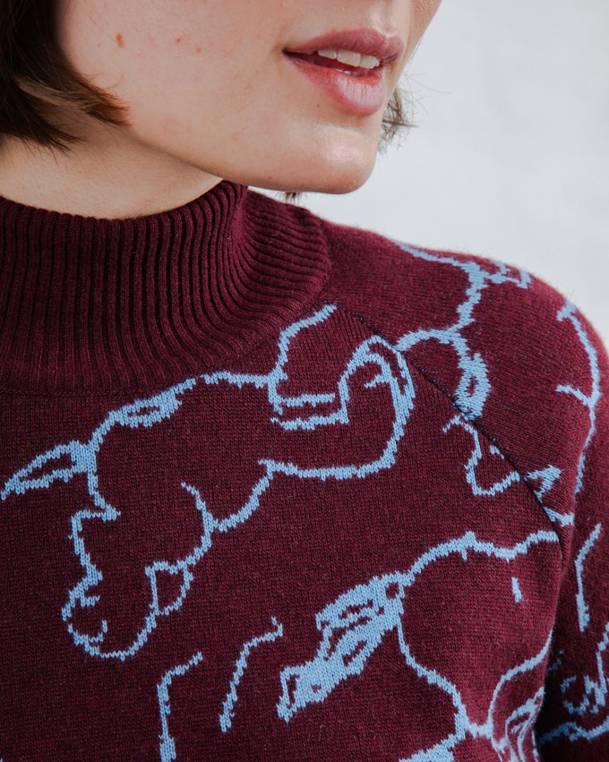 Peanuts Cropped Sweater Jacquard Chocolate from Brava Fabrics