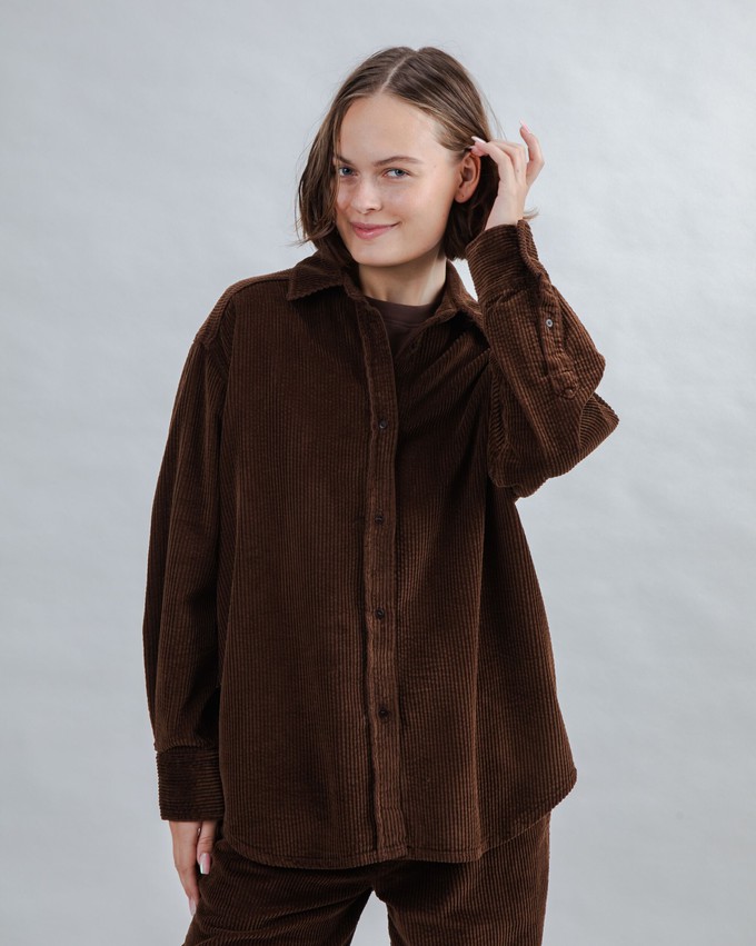 Corduroy Long Overshirt Chocolate from Brava Fabrics