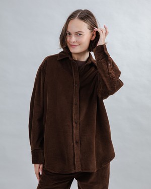 Corduroy Long Overshirt Chocolate from Brava Fabrics