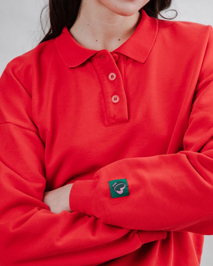 Brava Gum Polo Sweatshirt Red from Brava Fabrics