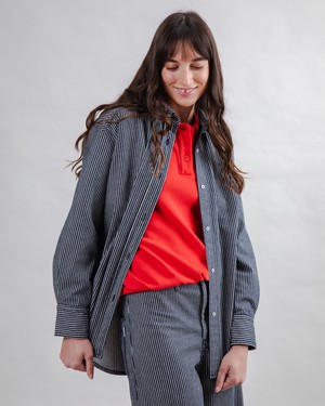 Striped Denim Long Overshirt from Brava Fabrics