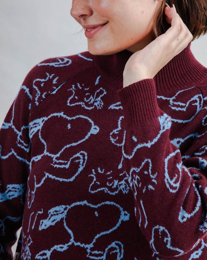 Peanuts Cropped Sweater Jacquard Chocolate from Brava Fabrics