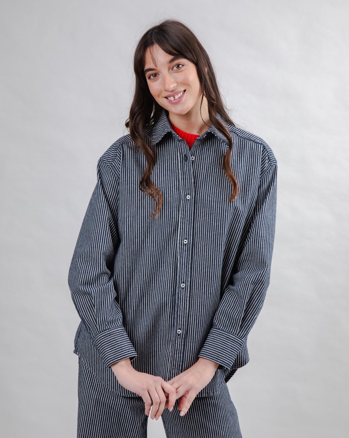 Striped Denim Long Overshirt from Brava Fabrics