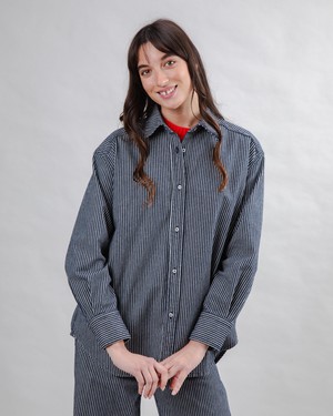 Striped Denim Long Overshirt from Brava Fabrics