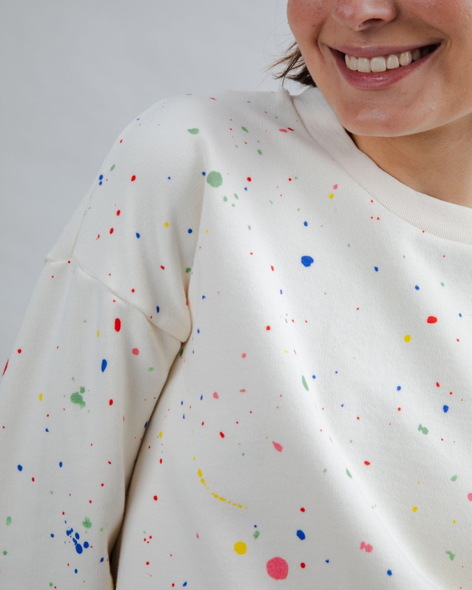Splash Paint Rounded Sweatshirt Ecru from Brava Fabrics