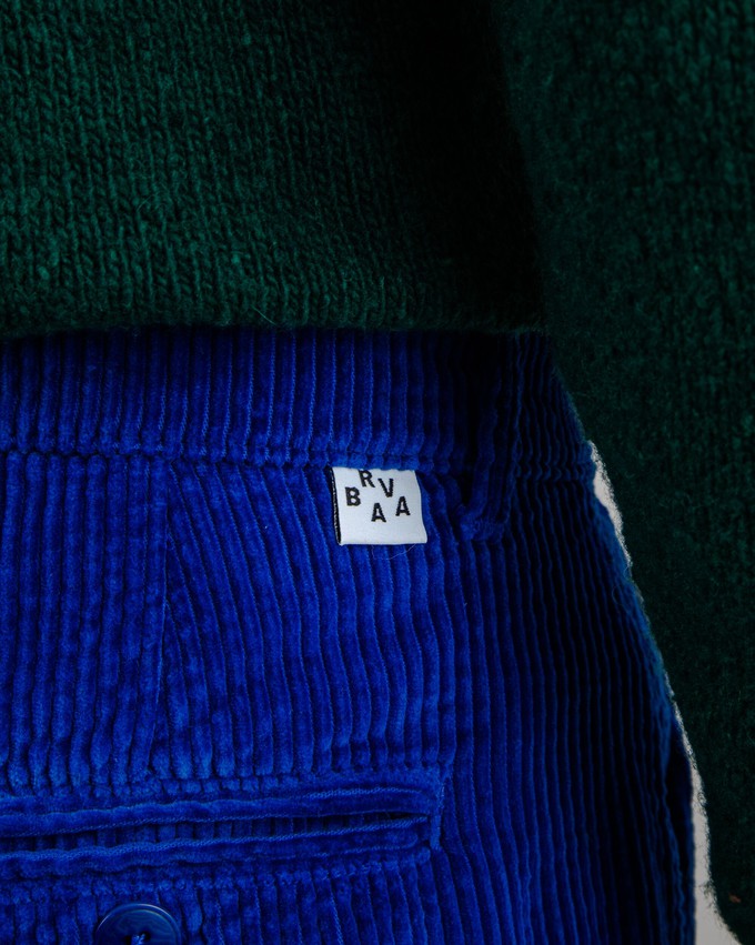Corduroy Pleated Chino Pants Klein Blue from Brava Fabrics