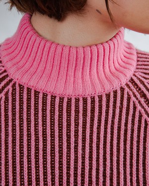 Bicolor Wool Cropped Sweater Pink from Brava Fabrics