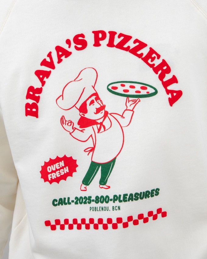 Hot & Brava Pizza Sweatshirt White from Brava Fabrics