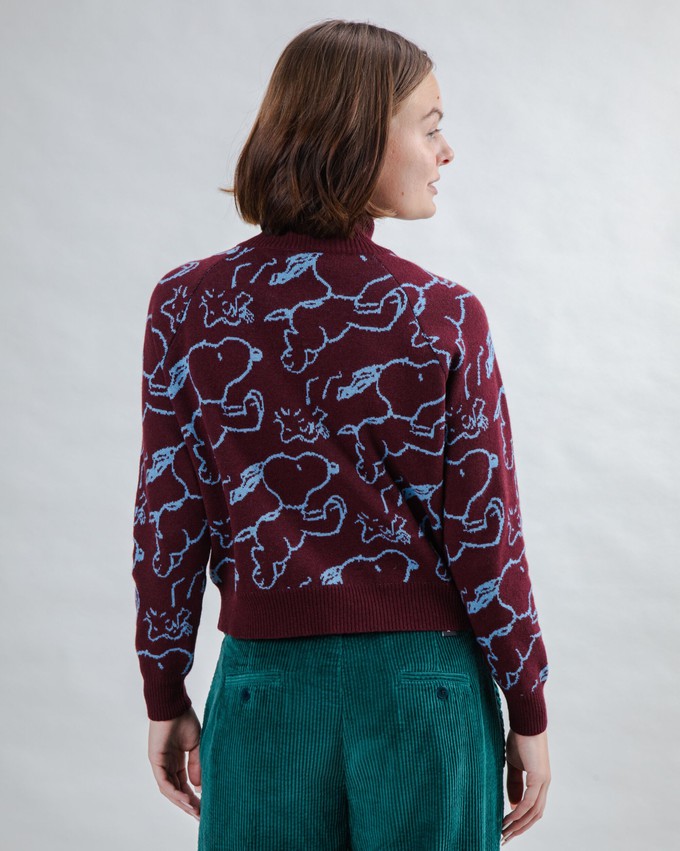 Peanuts Cropped Sweater Jacquard Chocolate from Brava Fabrics