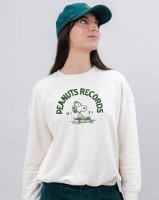 Peanuts Records Rounded Sweatshirt White via Brava Fabrics