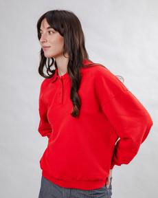 Brava Gum Polo Sweatshirt Red via Brava Fabrics