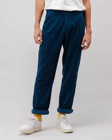 Corduroy Pleated Chino Pants Indigo via Brava Fabrics