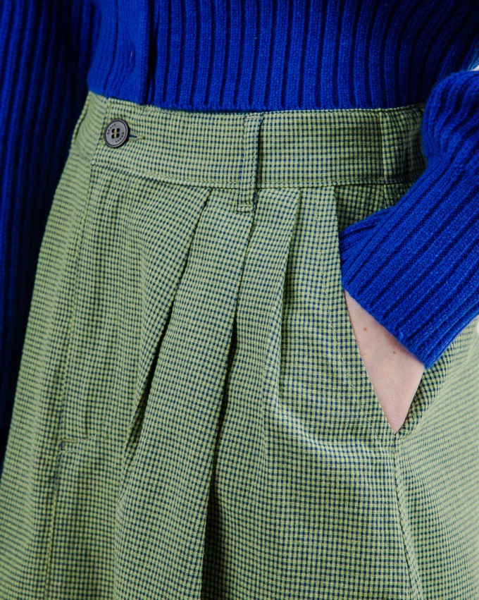 Checks Midi Skirt Olive from Brava Fabrics