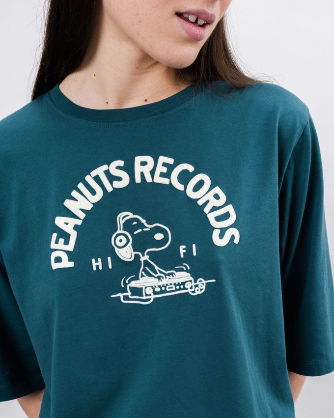 Peanuts Records Squared Tee Green from Brava Fabrics