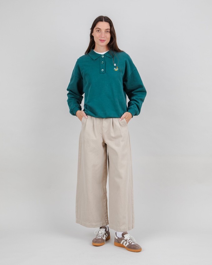 Peanuts Records Polo Sweatshirt Green from Brava Fabrics