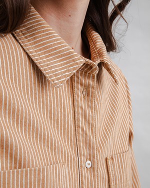 Striped Boxy Shirt Camel from Brava Fabrics