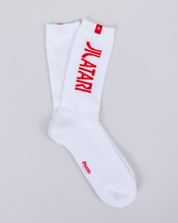 Atari Logo Ribbed Socks White from Brava Fabrics