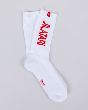 Atari Logo Ribbed Socks White from Brava Fabrics