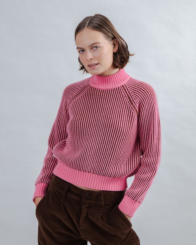 Bicolor Wool Cropped Sweater Pink from Brava Fabrics