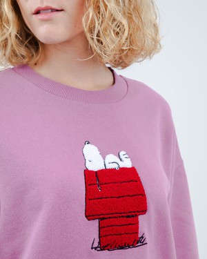 Peanuts Snoopy Doghouse Rounded Cotton Sweatshirt Grape from Brava Fabrics
