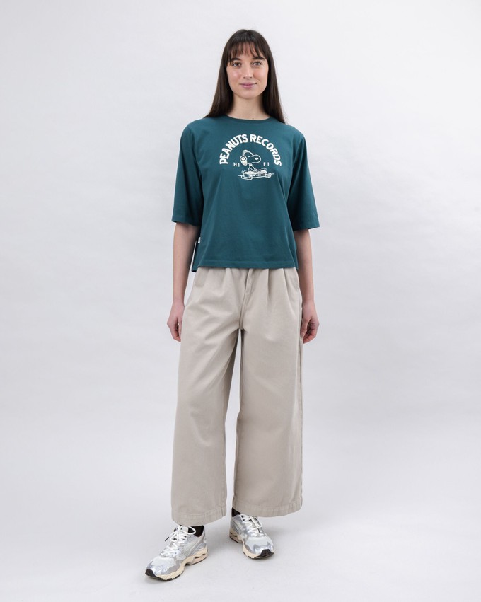 Peanuts Records Squared Tee Green from Brava Fabrics