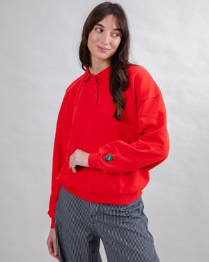 Brava Gum Polo Sweatshirt Red from Brava Fabrics