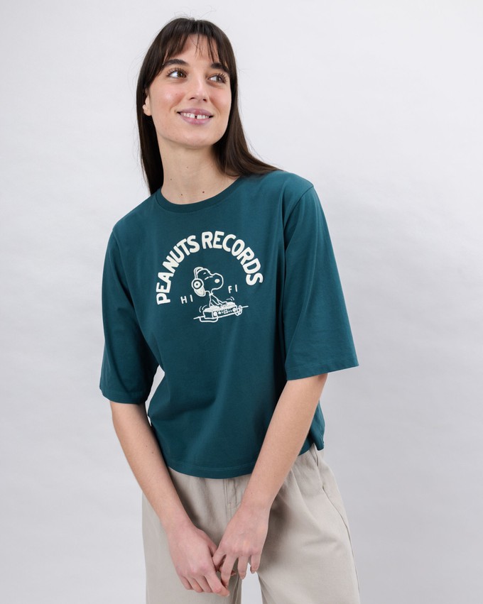 Peanuts Records Squared Tee Green from Brava Fabrics