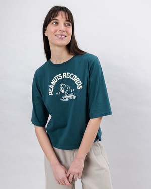 Peanuts Records Squared Tee Green from Brava Fabrics