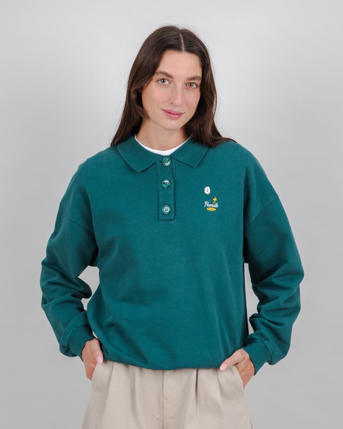Peanuts Records Polo Sweatshirt Green from Brava Fabrics