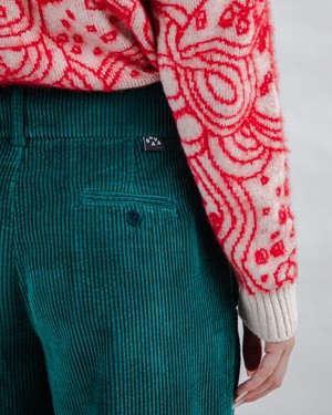 Corduroy Pleated Pants Dark Green from Brava Fabrics